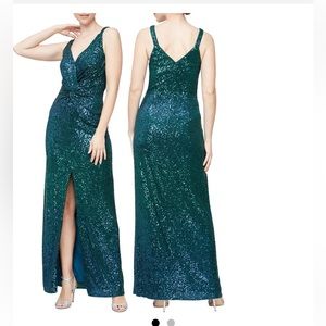 Alex & Eve Twist Front Sequin Gown